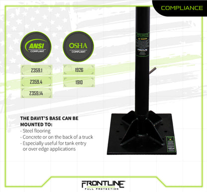 Frontline DAN75RA-US Patriot Confined Space Davit with 50' 3-Way Retrieval System - Made in USA VM Hardware