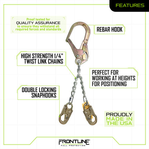 Frontline PSSW2R-US Patriot Positioning Chain with Swiveling Hook - Made in USA VM Hardware