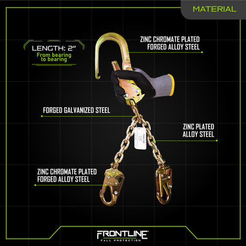 Frontline PSSW2R-US Patriot Positioning Chain with Swiveling Hook - Made in USA VM Hardware