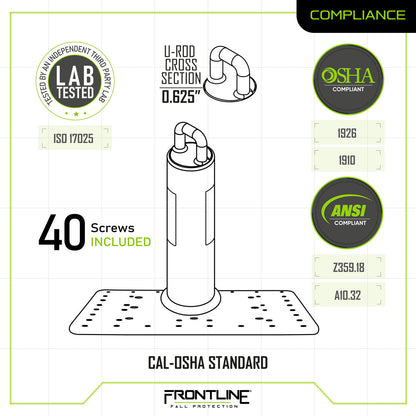 Frontline Commercial Roof Anchor CAL-OSHA Compliant 18" VM Hardware
