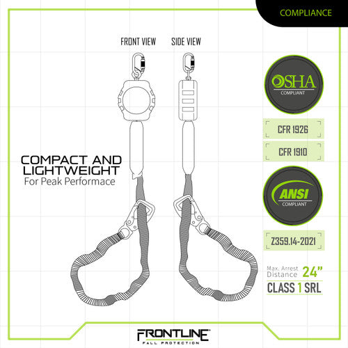 Frontline RPA092TB Tie Back Twin Leg Web 9' SRL with Tie Back Hook Ends VM Hardware