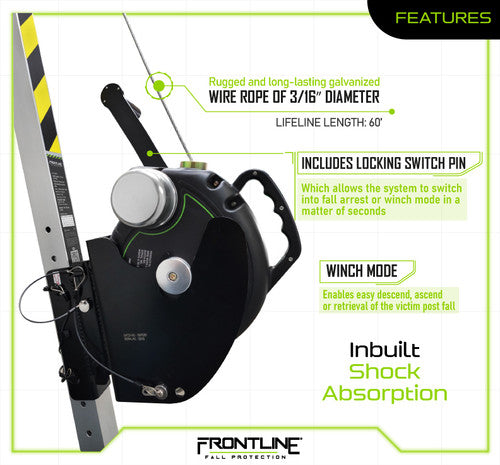 Frontline RPG603W MEGApod 60' 3-Way Self Retractable Lifeline with Retrieval System VM Hardware