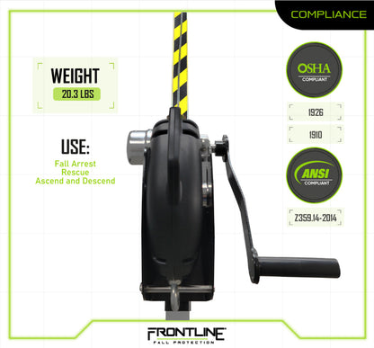 Frontline RPG603W MEGApod 60' 3-Way Self Retractable Lifeline with Retrieval System VM Hardware