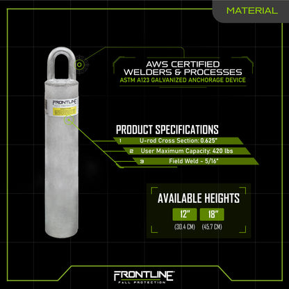 Frontline RW Weld-on Commercial Anchor 12" VM Hardware