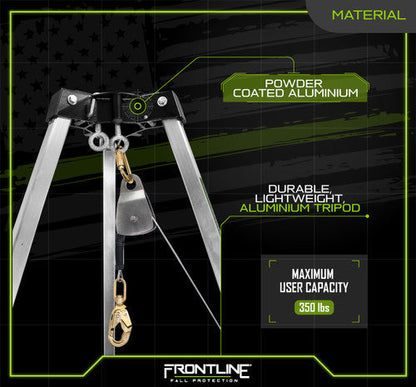 Frontline TAN07-US Patriot 7' Confined Space Aluminum Tripod - Made in USA VM Hardware