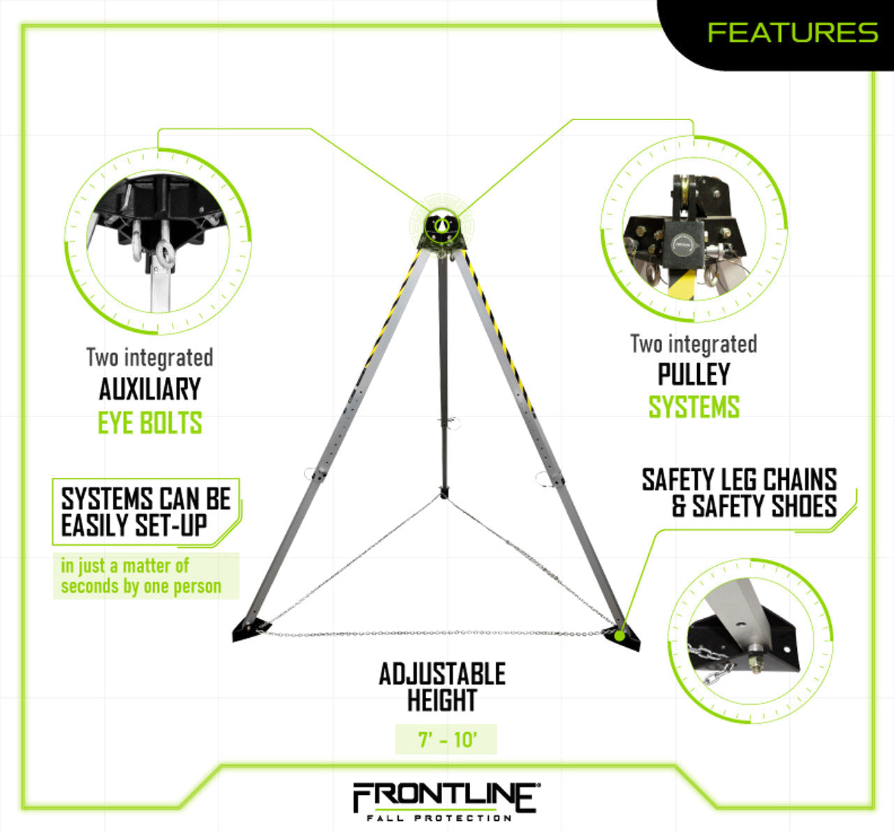 Frontline TAN10 MEGApod 10' Aluminum Tripod VM Hardware
