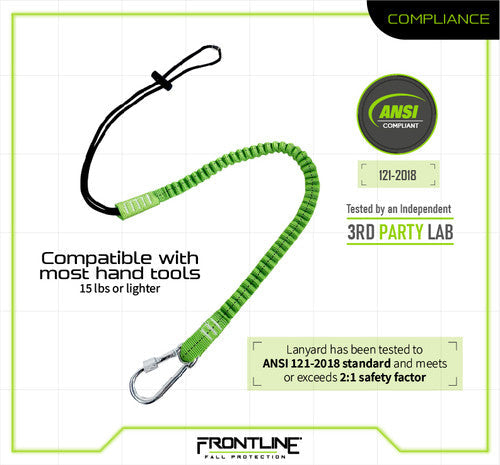 Frontline TLS15 ToolGrip Elastic Tool Tether 15 lbs with Steel Turn Lock Carabiner VM Hardware