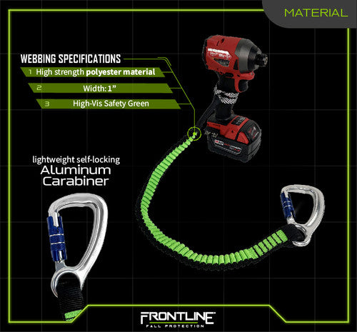 Frontline TLS30 ToolGrip Elastic Tool Tether 30 lbs with Self-locking Aluminum Carabiner VM Hardware