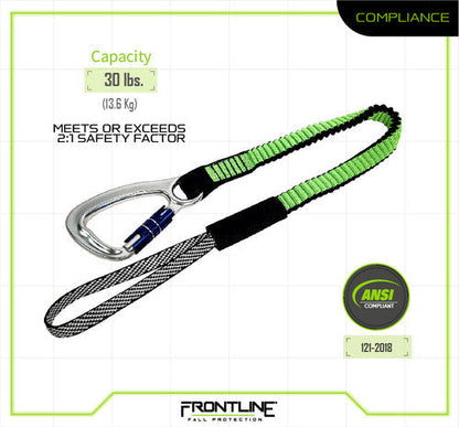 Frontline TLS30 ToolGrip Elastic Tool Tether 30 lbs with Self-locking Aluminum Carabiner VM Hardware