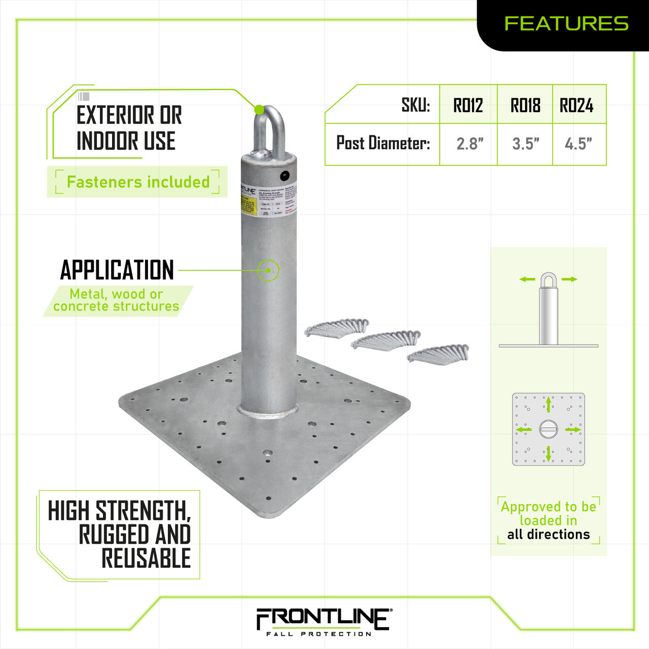Frontline Commercial Roof Anchor 18" VM Hardware
