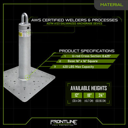 Frontline Commercial Roof Anchor 12" VM Hardware