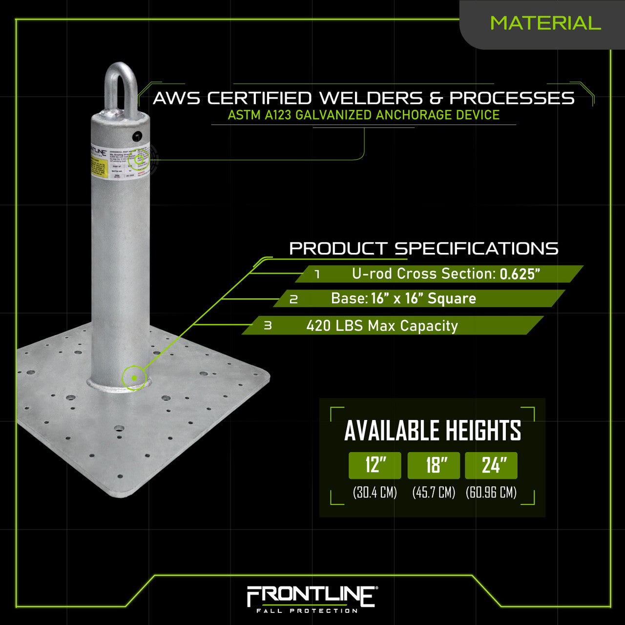 Frontline Commercial Roof Anchor 24" VM Hardware