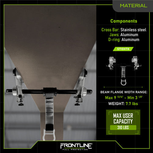Frontline ST10HTK Aluminum Beam Trolley Anchor for 3" - 10" Wide I-Beams VM Hardware