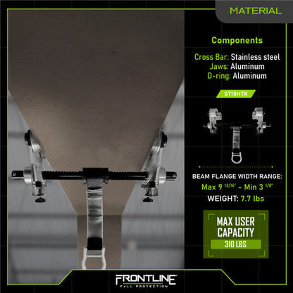 Frontline ST10HTK Aluminum Beam Trolley Anchor for 3" - 10" Wide I-Beams VM Hardware