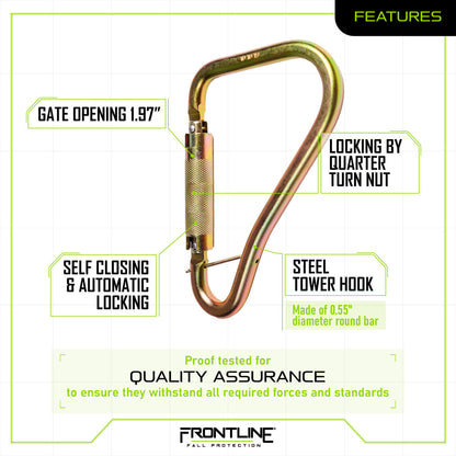 Frontline CSQ120 Large Steel Quarter Turn-locking Carabiner Hook VM Hardware