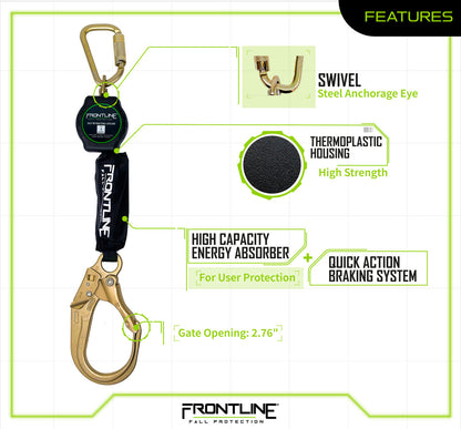Frontline RPAR Aramid Fiber Web Single Leg SRL with Steel Rebar Hook End VM Hardware