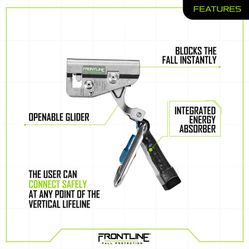 Frontline GLC38 Vertical Ladder Lifeline System Cable Glider VM Hardware