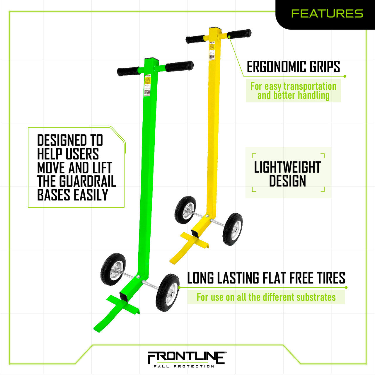 Frontline GUBDOYLW Guardrail Base Lifting Dolly VM Hardware