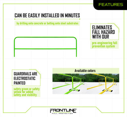 Frontline Guardrail Section for Concrete or Steel Substrates 10' VM Hardware