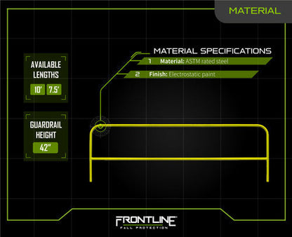 Frontline Guardrail Section for Concrete or Steel Substrates 10' VM Hardware