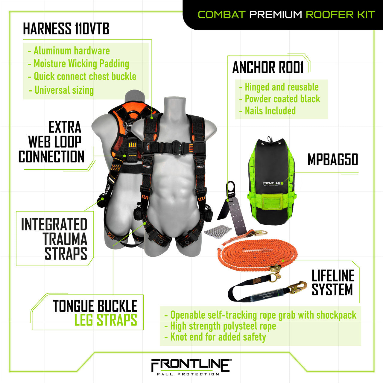 Frontline Combat Complete Roofers Kit Combat Premium Roofer Kit VM Hardware