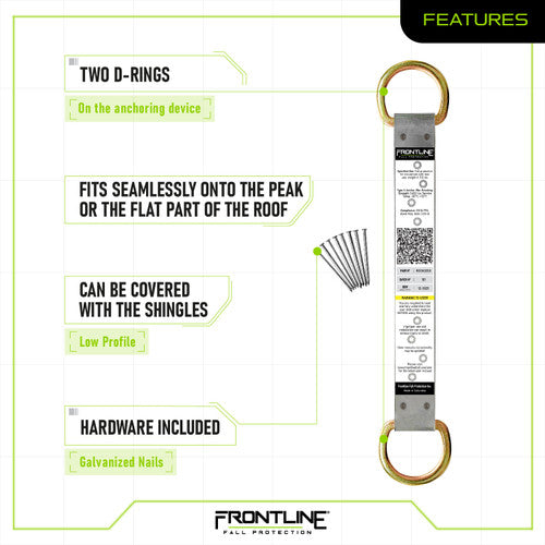 Frontline ROSU02SS Stainless Steel Permanent Use Roof Anchor (Double D-Ring) VM Hardware