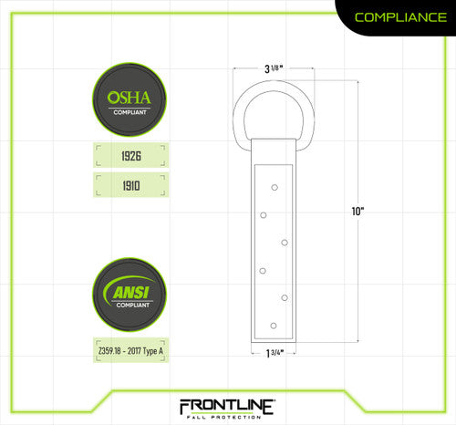 Frontline ROSU03 Stainless Steel Permanent Use Roof Anchor (Single D-ring) VM Hardware