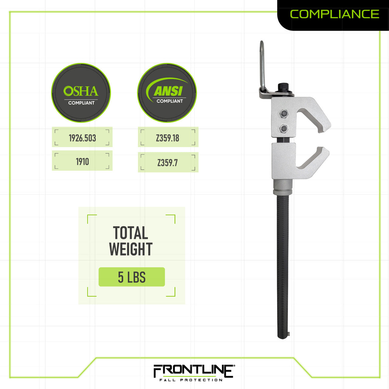 Frontline ST18AV Aluminum I-Beam Fixed Anchor VM Hardware