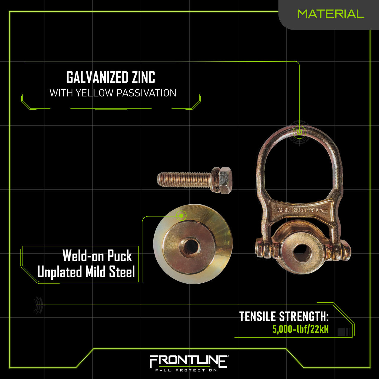 Frontline STWD5K ALPHA Swivel 5k Steel Anchor with Weld-on Puck VM Hardware