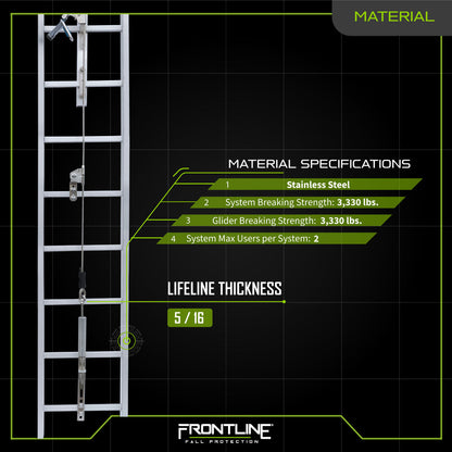 Frontline VLCS Ladder Cable Vertical Lifeline System (Stainless Steel) 20' VM Hardware