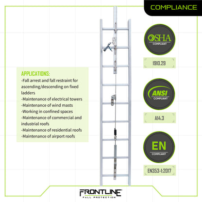 Frontline VLCS Ladder Cable Vertical Lifeline System (Stainless Steel) 20' VM Hardware