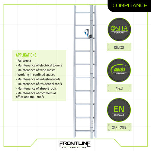 Frontline VLRS Securail Pro Vertical Lifeline System 40' VM Hardware