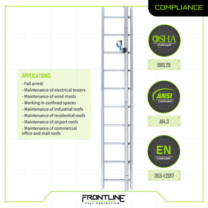 Frontline VLRS Securail Pro Vertical Lifeline System 20' VM Hardware