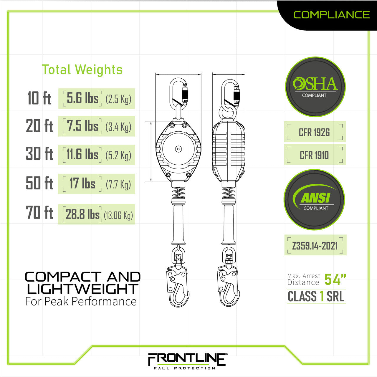 Frontline RPG Cable Single Leg SRL with Steel Snap Hook End VM Hardware