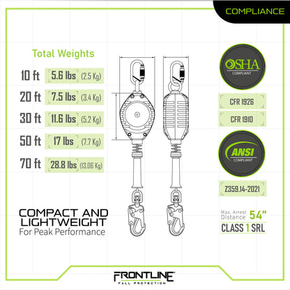 Frontline RPG Cable Single Leg SRL with Steel Snap Hook End VM Hardware