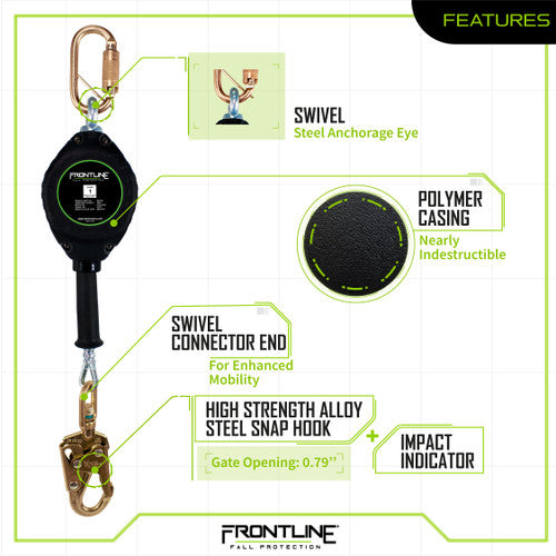 Frontline RPG Cable Single Leg SRL with Steel Snap Hook End VM Hardware