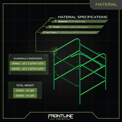 Frontline Manhole Guardrail 42" x 42" Yellow VM Hardware