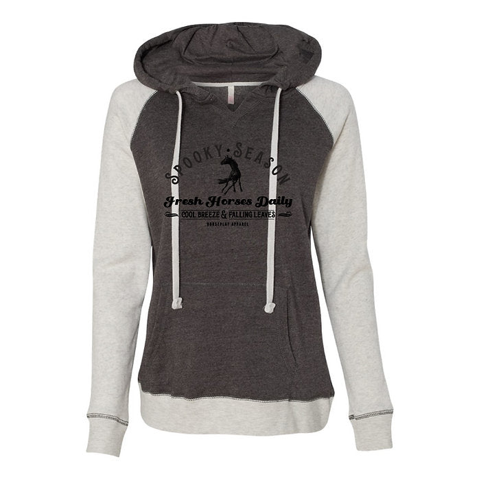 Spooky Season Hoodie: Grey & White Horseplay Apparel