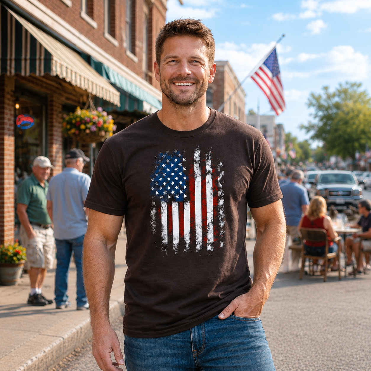 Distressed American Flag T-Shirt The Devil's Pickle