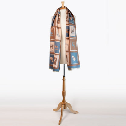 Hunt Club -  Equestrian Motif Luxe Shawl Urban-Equestrian