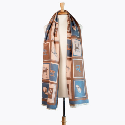 Hunt Club -  Equestrian Motif Luxe Shawl Urban-Equestrian