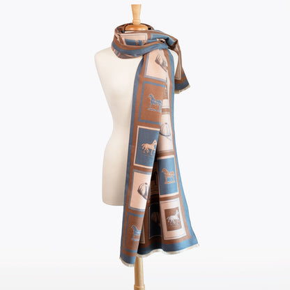 Hunt Club -  Equestrian Motif Luxe Shawl Urban-Equestrian