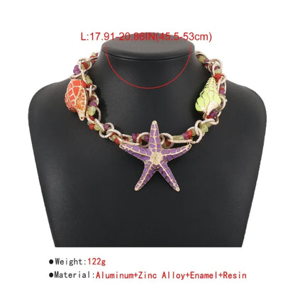 Starfish Shell Charm Choker Necklace