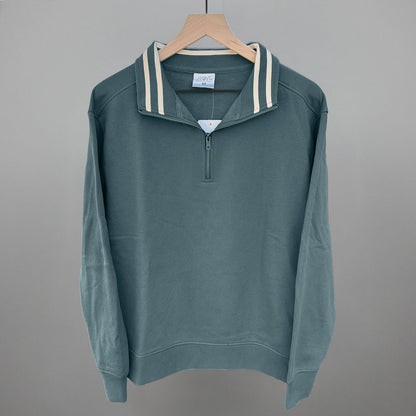 Still Water/Tapioca Stripe Quarter Zip Pullover Ivy + Cloth
