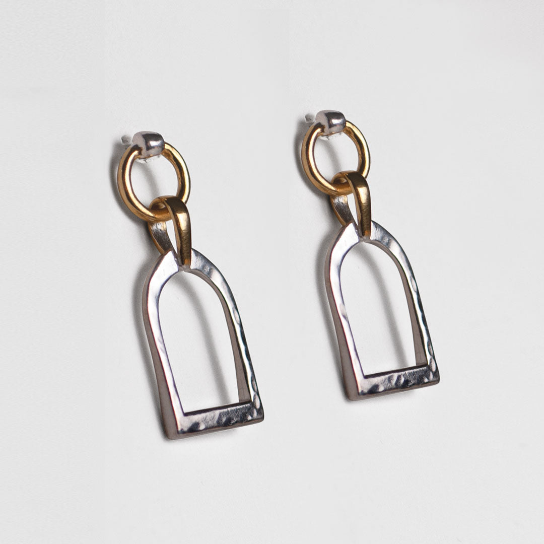 Denby - Riding Stirrup Earring in Two Tone Urban-Equestrian
