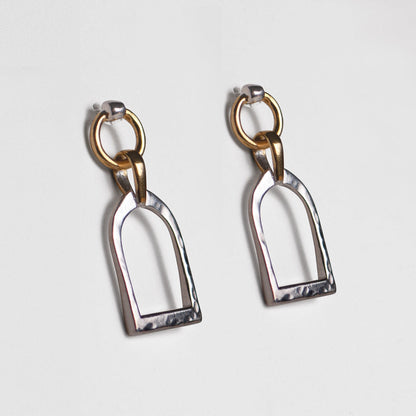 Denby - Riding Stirrup Earring in Two Tone Urban-Equestrian
