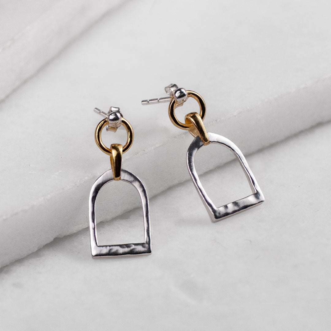 Denby - Riding Stirrup Earring in Two Tone Urban-Equestrian