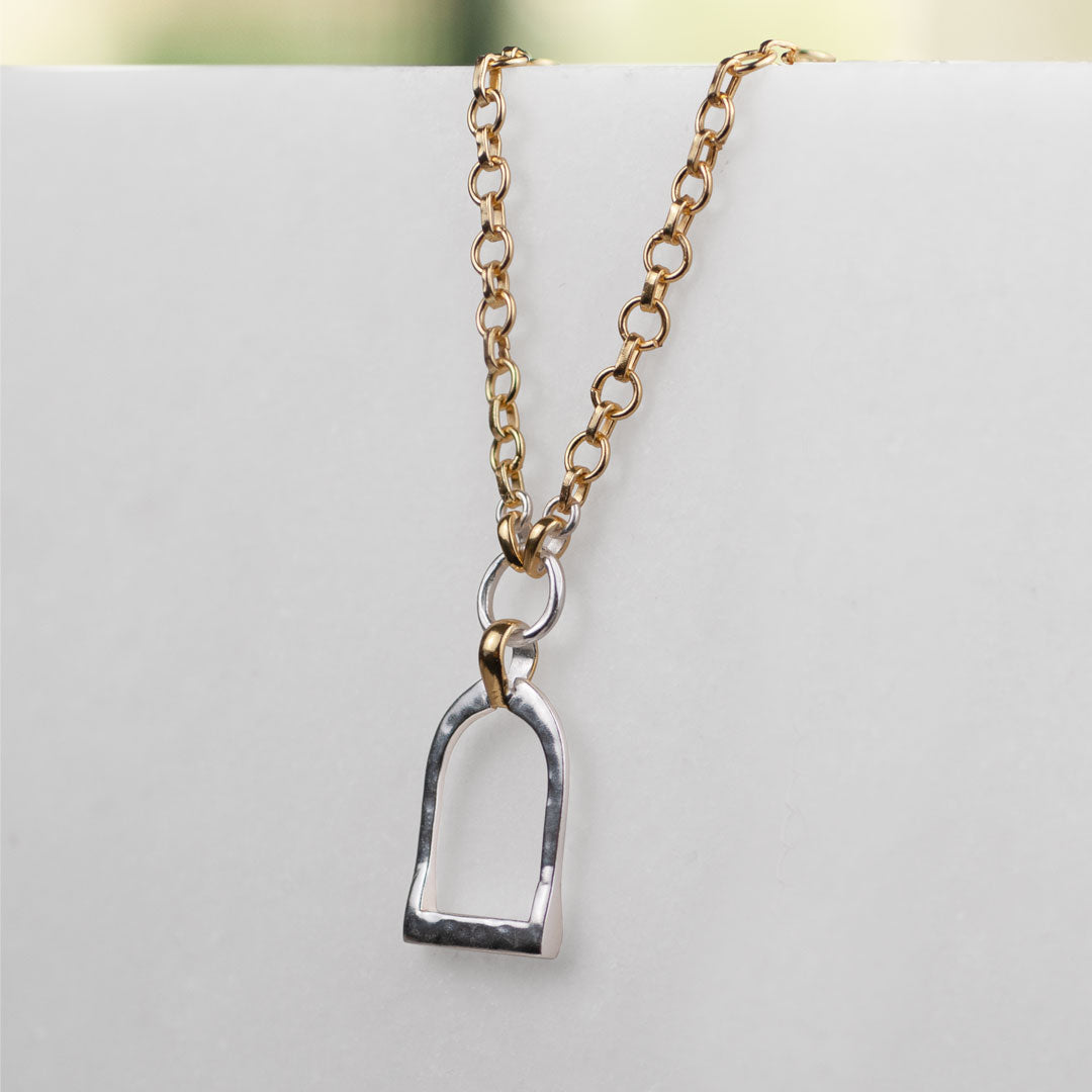 Denby - Two Tone Equestrian Riding Stirrup Necklace Urban-Equestrian