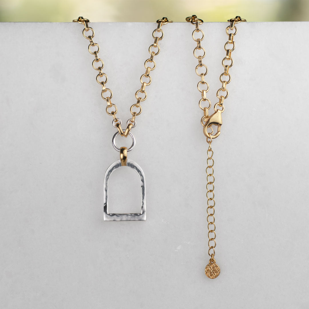 Denby - Two Tone Equestrian Riding Stirrup Necklace Urban-Equestrian