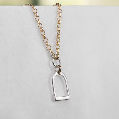 Denby - Two Tone Equestrian Riding Stirrup Necklace Urban-Equestrian